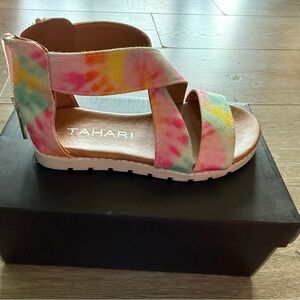 Tahari Pink and Yellow Sandals Vibrant Design